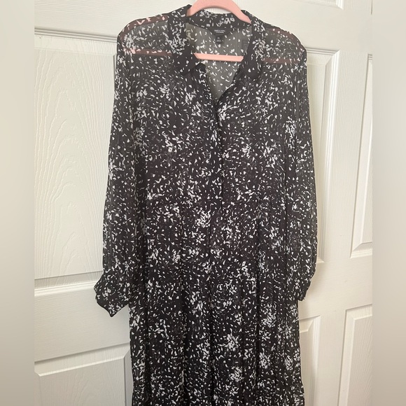💙Simply Vera Vera Wang Black and White floral Long Sleeve Sundress XL - Picture 2 of 6
